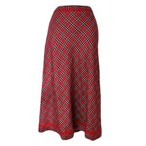Basic Editions Red Plaid Maxi A-Line Skirt, Size 14